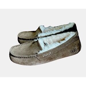 UGG Women Ansley Sheepskin Suede Slippers US Size 7 Brown New 1106878 Soft Cozy
